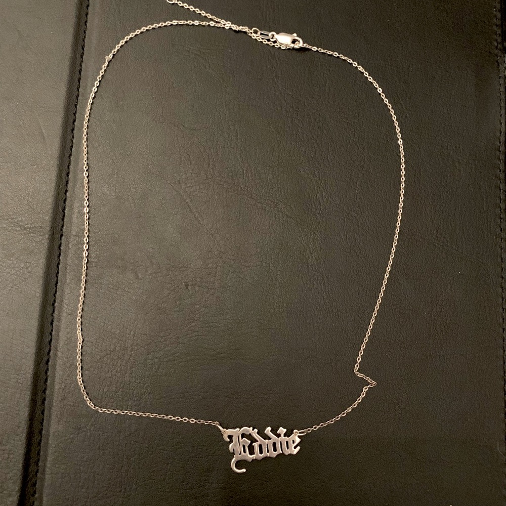 Eddie Munson Stranger Things gothic nameplate necklace 16” sterling silver